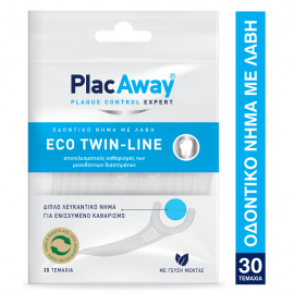 PlacAway Eco Twin-Line Διπλό Λευκαντικό Οδοντικό Νήμα με Λαβή 30τμχ