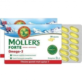MOLLERS - Forte Omega 3 Ιχθυέλαιο + Μουρουνέλαιο Ενίσχυση Καρδιάς, Ανοσοποιητικού & Λειτουργία Εγκεφάλου - 30caps