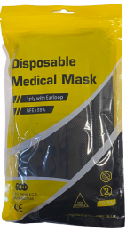 Μάσκες Προσώπου Μαύρες Disposable 3ply Mask Χειρουργικές 10 Τεμάχια σε Σακουλάκι με Zip