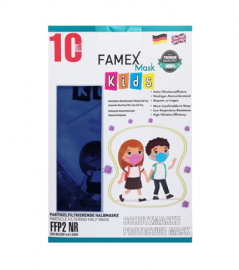Famex Mask Kids Παιδικές Μάσκες Προστασίας FFP2 NR Μπλε 10 Τεμάχια σε Κουτί