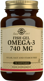 SOLGAR Fish Gel Omega-3 740mg Συμπλήρωμα Διατροφής με Ωμέγα-3 Λιπαρά Οξέα 