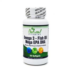 Natural Vitamins Omega 3 Fish Oil Mega EPA DHA 30 Softgels Λιπαρά Οξέα
