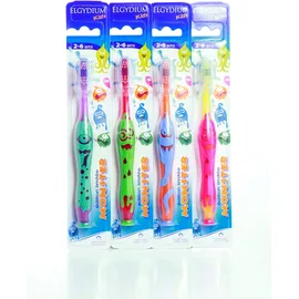 Elgydium Kids 2-6 ans,σε 4 χρώματα: Μωβ-Πράσινο, Ροζ-Κόκκινο, Πράσινο-Κίτρινο & Πορτοκαλί-Μπλε