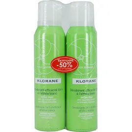 Klorane Deodorant Efficacite 24h Αποσμητικό Spray 24ωρης Κάλυψης με Λευκή Αλθέα PROMO ΤΟ 2ο ΠΡΟΪΟΝ -50%, 2 x 125ml