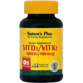 NATURE'S PLUS Vitamin D3 & Vitamin K2, 1000iu, 100mcg, 90vcaps