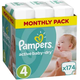 PAMPERS Active Baby-Dry No.4 (8-14Kg) 174 Πάνες
