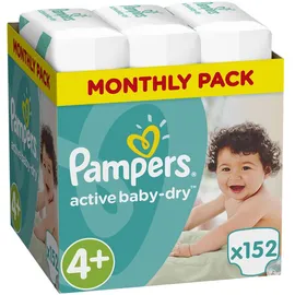 Pampers Active Baby-Dry No.4+ (9-18Kg) 152 Πάνες