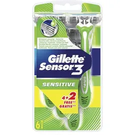 Gillette Sensor 3 Sensitive Ξυραφάκια μιας χρήσης 6τμχ (4+2 Δώρο)