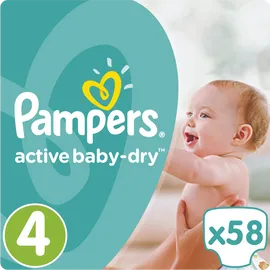 PAMPERS Active Baby-Dry No.4 MAXI(8-1 4Kg) 58 Πάνες