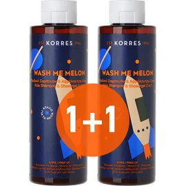Korres Kids Wash Me Melon Σαμπουάν & Αφρόλουτρο 2x250ml
