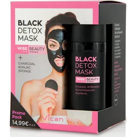 Vican Wise Beauty Black Detox Mask 50ml + Charcoal Konjac Sponge 1τμχ.