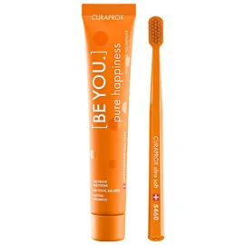 Curaprox Be You Pure Happiness Οδοντόβουρτσα + Οδοντόκρεμα Ροδάκινο & Βερίκοκο 90ml