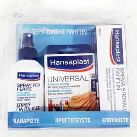 Hansaplast Κιτ Περιποίησης Πληγών Hansaplast Σπρέι για Πληγές 100ml + Hansaplast Universal 20 Strips + Hansaplast Κρέμα Επούλωσης Πληγών 50gr