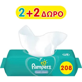 Pampers Fresh Clean Μωρομάντηλα 52τμχ 2+2 Δώρο