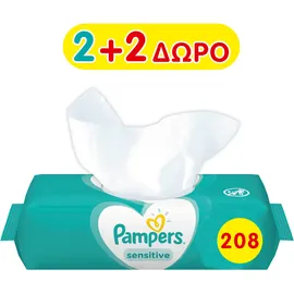 Pampers Sensitive Μωρομάντηλα 52τμχ 2+2 Δώρο