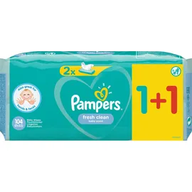 Pampers Fresh Clean Μωρομάντηλα 52τμχ 1+1 Δώρο