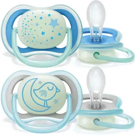 Avent Ultra Air Night 6-18m SCF376/21 Νυχτερινή Ορθοδοντική Πιπίλα Σιλικόνης Μπλέ 2τμχ