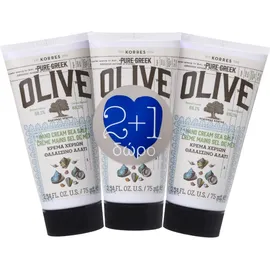 Korres set Pure Greek Olive Κρέμα Χεριών Θαλασσινό Αλάτι 75ml 2+1 Δώρο