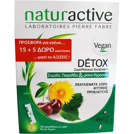 Naturactive Detox Set Συμπλήρωμα Διατροφής Με Σημύδα, Πικραλίδα & Μίσχοι Κερασιού Για Αποτοξίνωση του Οργανισμού 15+5 Δώρο