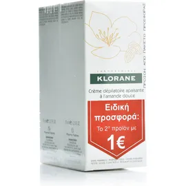 KLORANE Creme Depilatoire Apaisante, Αποτριχωτική Κρέμα για Πρόσωπο & Ευαίσθητες Περιοχές - Το 2ο Προϊόν 1€, 2 x 75ml