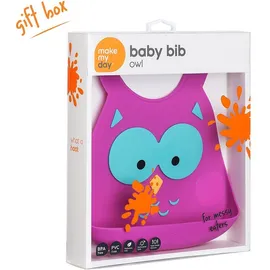 MAKE MY DAY  Baby Bib, Σαλιάρα Σιλικόνης Owl, 6+ μηνών - 1τμχ