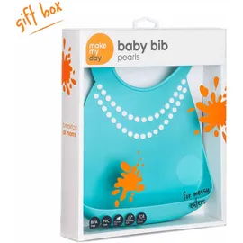 MAKE MY DAY- Baby Bib Σαλιάρα Σιλικόνης Tiffany Blue Pearls 1τμχ