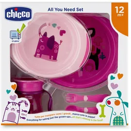 CHICCO All You Need Set, Σετ Φαγητού 12m+, Ροζ
