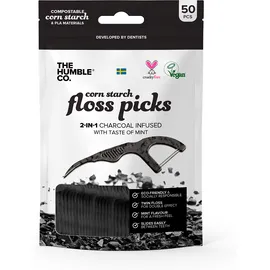 THE HUMBLE CO Dental Floss Picks, με Άνθρακα και Γεύση Μέντα - 50τεμ