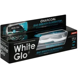 WHITE GLO Charcoal Bad Breath Eliminator, Λευκαντική Οδοντόκρεμα με Ενεργό Άνθρακα -150gr & Οδοντόβουρτσα