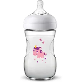 Philips Natural Πλαστικό Μπιμπερό με Θηλή Σιλικόνης Ροζ Μονόκερος 1m+ 260ml