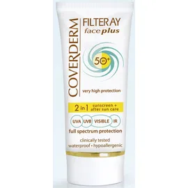 COVERDERM Filteray Face Plus SPF50, Soft Brown, Αντηλιακή Κρέμα Προσώπου με Χρώμα & After Sun, Κανονική Επιδερμίδα - 50ml