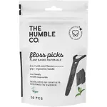 THE HUMBLE CO Dental Floss Picks Grip Handle, με Ενεργό Άνθρακα, Γεύση Μέντα - 50τεμ