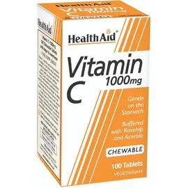 HEALTH AID Vitamin C 1000mg with Rosehip & Acerola - 100 Μασώμενες Ταμπλέτες