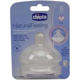CHICCO Natural Feeling, Θηλή Σιλικόνης 6m+ Γρήγορης Ροής - 2τεμ