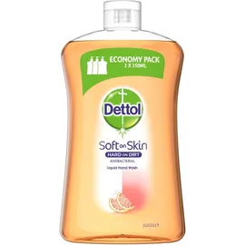DETTOL Ανταλλακτικό Κρεμοσάπουνο Χεριών, Soft on Skin, Grapefruit, Economy Pack - 750ml