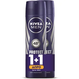 NIVEA Ανδρικό Spray Protect & Care 150ml 1+1 Δώρο