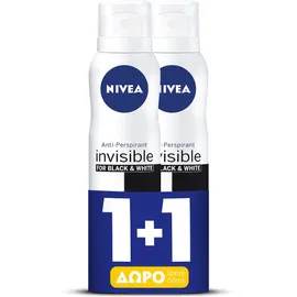 NIVEA Spray Invisible Black & White Active 150ml 1+1 Δώρο