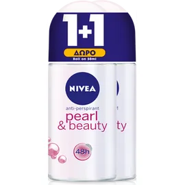 NIVEA Αποσμητικό Roll On Pearl & Beauty Γυναικείο 50ml 1+1 ΔΩΡΟ