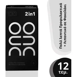 DUO 2 in 1 Ultra Thin Condoms & Natural Lubricants 6τμχ
