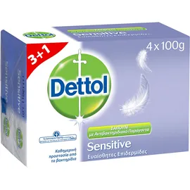 Dettol Soap για Ευαίσθητες Επιδερμίδες 3+1 Δώρο 4X100gr