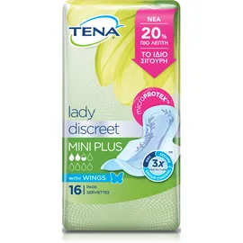 Tena Lady Discreet Mini Plus With Wings Σερβιέτες 16τμχ