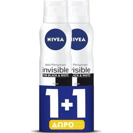 Nivea Black & White Invisible Silky Smooth Spray 150ml 1+1 Δώρο