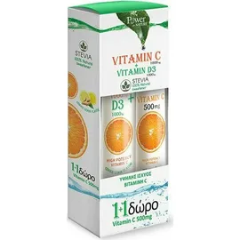 Power of Nature Vitamin C 1000 mg & Vitamin D 1000 IU Stevia 24 eff tabs & Δώρο Vitamin C 500 mg 20 eff tabs