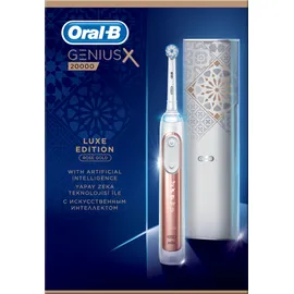 Oral-B Επαναφορτιζόμενη Ηλεκτρική Οδοντόβουρτσα Genius X 20000 Luxe Edition ΑΙ Rose Gold 4 Κεφαλές & Θήκη Ταξιδίου 1τμχ
