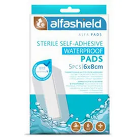Alfashield Sterile Self - Adhesive Waterproof Pads Αδιάβροχα Αποστειρωμένα Αυτοκόλλητα Επιθέματα 6x8cm 5τμχ