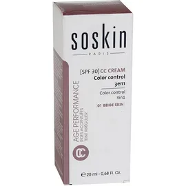 Soskin CC Cream Color Control 3in1 01 Beige Skin SPF30 20ml