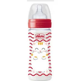 Chicco Pop Friends Well-Being Πλαστικό Μπιμπερό Red Cat Θηλή Σιλικόνης 2m+ 250ml