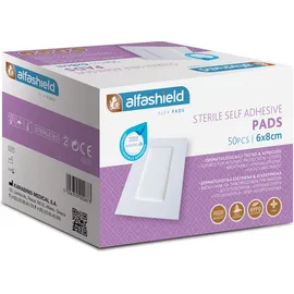 Alfashield Self Adhesive Pad, Αποστειρωμένο Αντικολλητικό Υποαλλεργικό Αυτοκόλλητο Επίθεμα 6cmx8cm 50τμχ