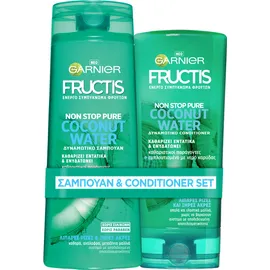 Garnier Fructis Non Stop Pure Coconut Water Σαμπουάν Λιπαρές Ρίζες & Ξηρές Άκρες 400ml & Conditioner 200ml