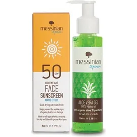 Messinian Spa Promo Sunscreen Face Cream Matte SPF50 50ml & ΔΩΡΟ Aloe Vera Gel 100 ml